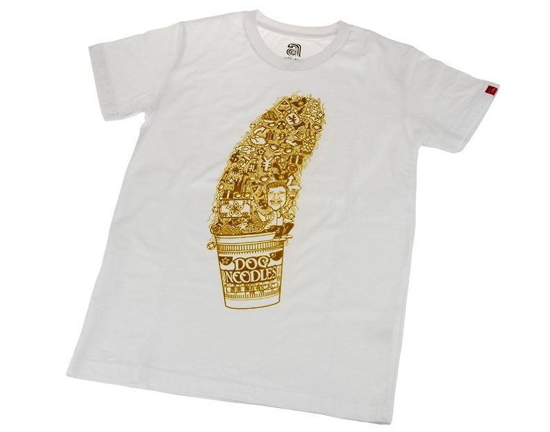 藝術家系統 T-shirt : Instant Noodle 速食 - T 恤 - 棉．麻 白色