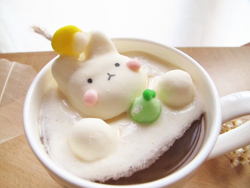 中秋柚飄香 漂浮玉兔棉花糖 - 蛋糕/甜點 - 新鮮食材 白色
