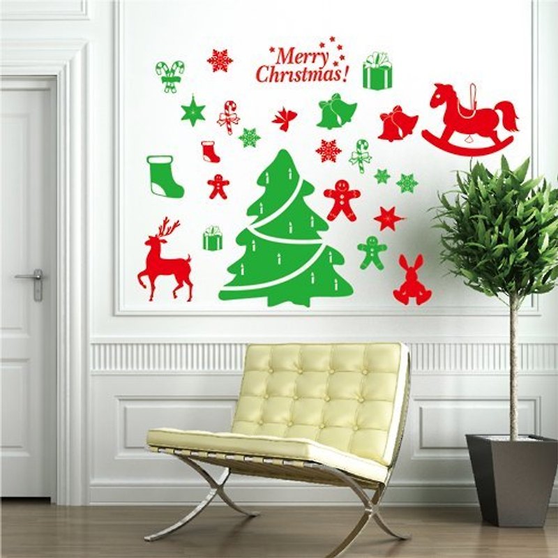 "Smart Design" Creative Seamless Wall Sticker ◆Happy Christmas Tree - ตกแต่งผนัง - พลาสติก สีแดง