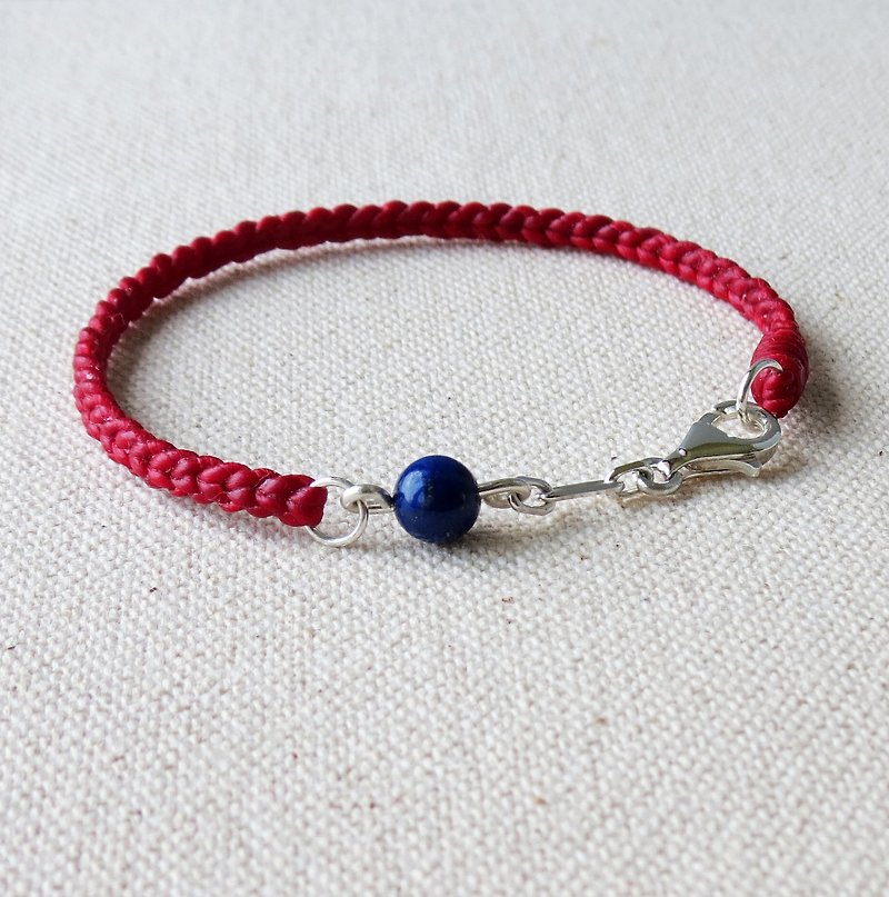 [Opium poppy ﹞ ﹝ love ‧] silver chain**fashion "lucky Pledge" lapis lazuli silk wax line bracelet [3]****** ed six shares - Bracelets - Other Materials 