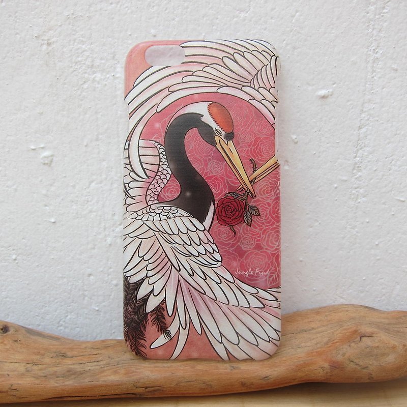 Knitting Illustrator Custom Mobile Shell / Transparent Hard Shell / Red-crowned Crane - Dance Love - Phone Cases - Plastic Pink