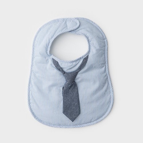日安朵朵 美國Frenchie MC嬰童圍兜 - 淺藍條紋領帶