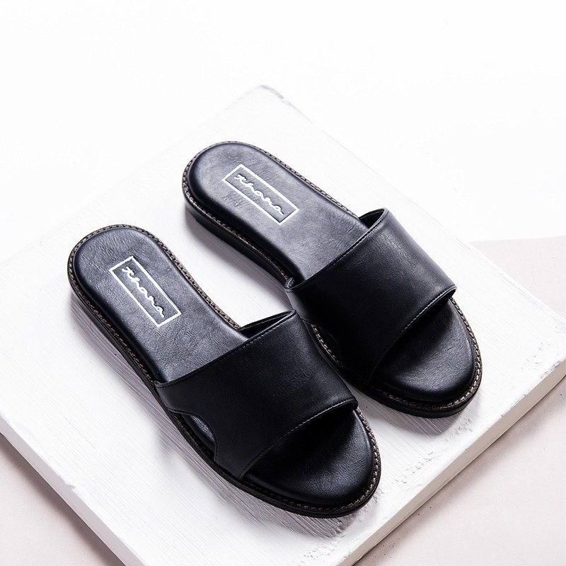 Basic Sandals Shoes - Mars black - รองเท้ารัดส้น - หนังแท้ สีดำ