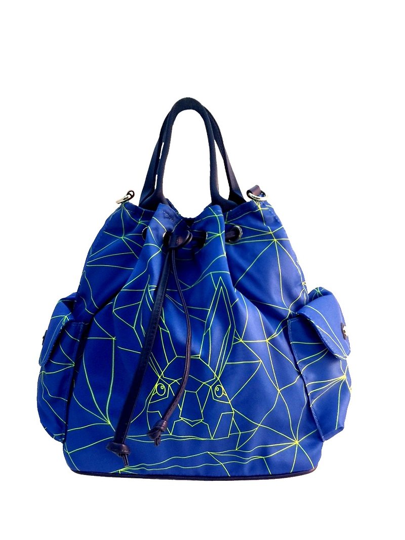 Khieng Atelier Diamond Rabbit Diamond Rabbit Fluorescent Bucket Shoulder Bag - Messenger Bags & Sling Bags - Other Materials Blue