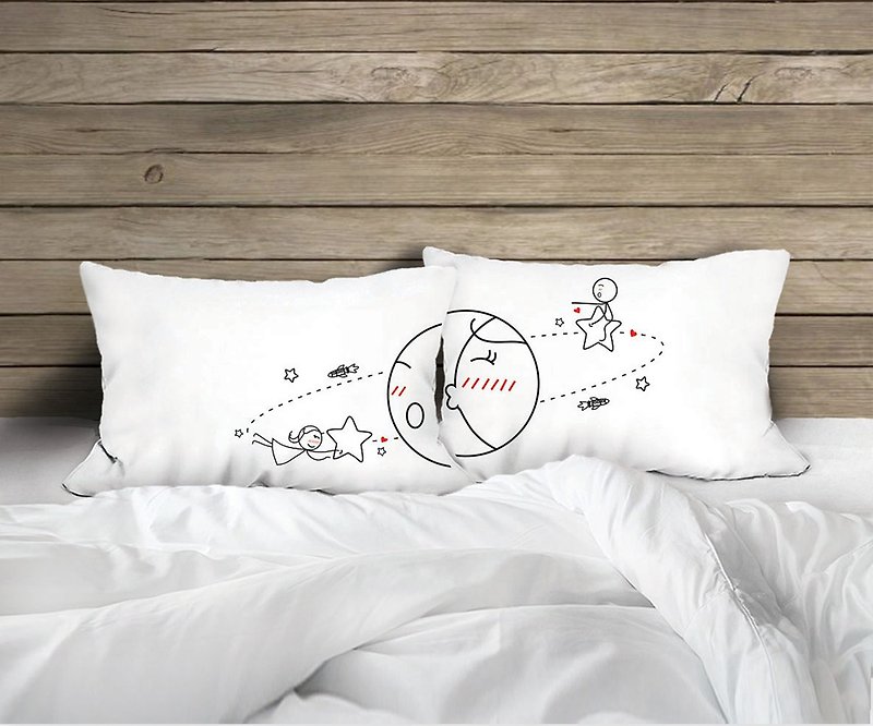 You Are My World Boy Meets Girl couple pillowcase by Human Touch - Pillows & Cushions - Cotton & Hemp White