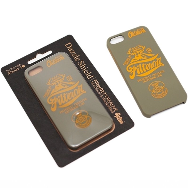 Filter017- phone protective shell - FCL OUTDOOR LAB iPhone Case - 5 / 5S phone protective shell antlers Yamagata LOGO - Phone Cases - Plastic Green