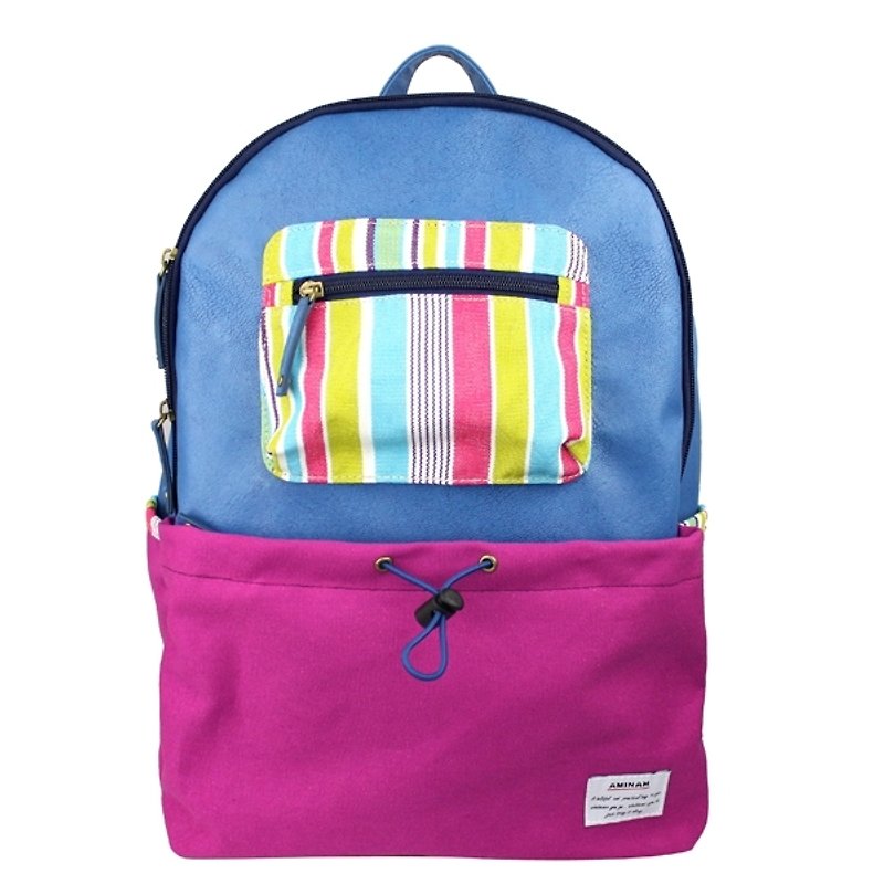 AMINAH-Grape Purple Backpack【am-0256】 - กระเป๋าเป้สะพายหลัง - วัสดุอื่นๆ สีม่วง