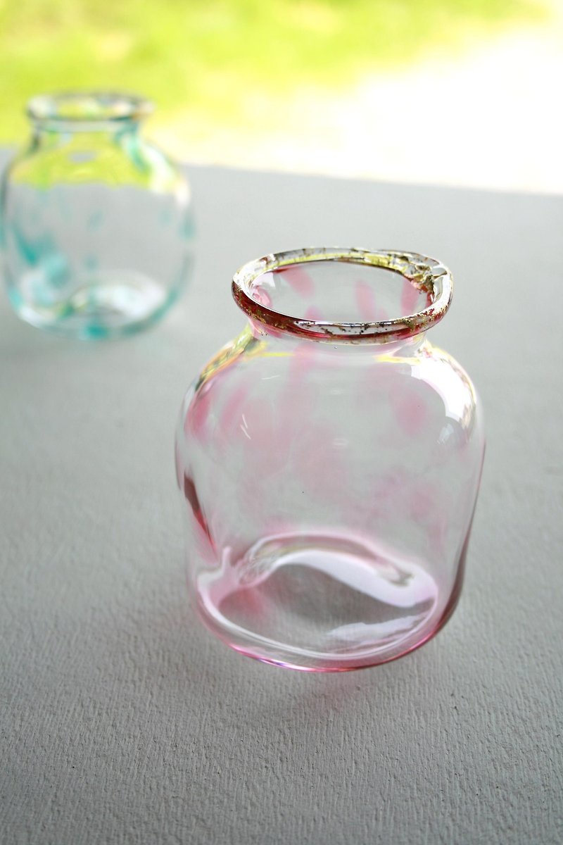 ピンク水玉の花器 - 観葉植物 - ガラス ピンク
