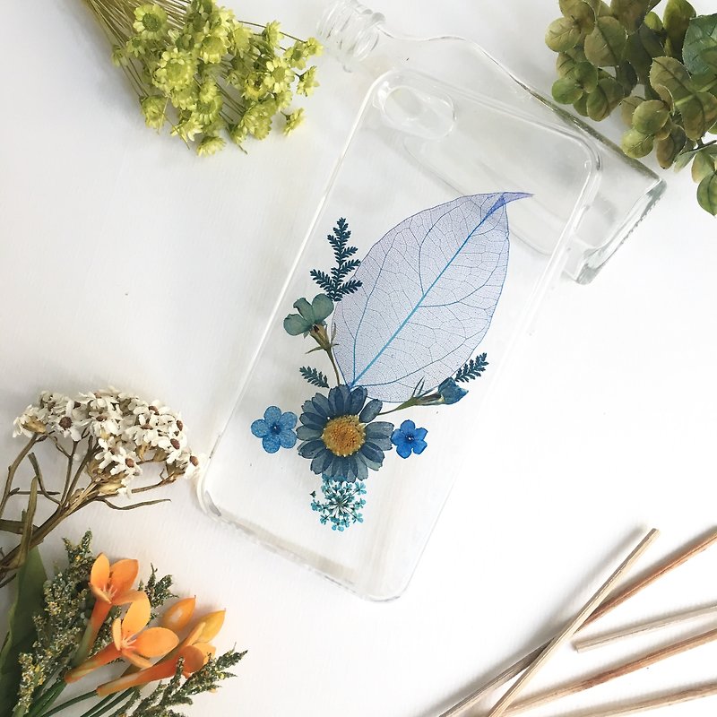 Blue out of blue:: pressed flower phone case - Other - Plastic Blue