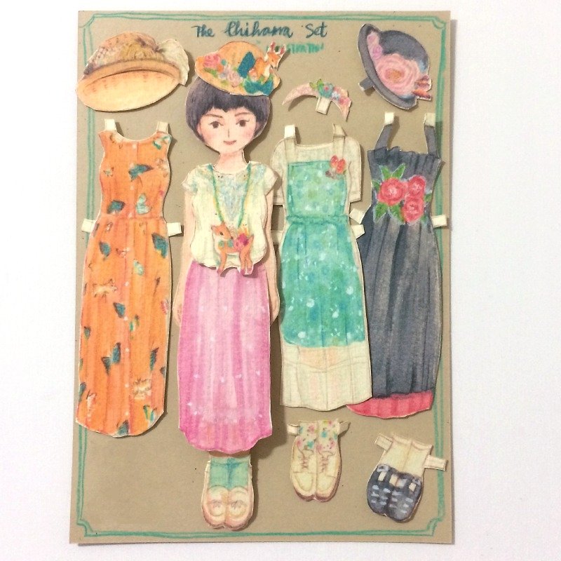 紙人形/ NA  - カイの花のスーツ - カード・はがき - 紙 ピンク