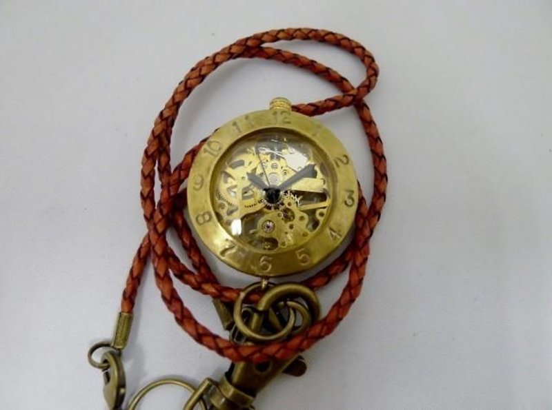 手作り時計 HandCraftWatch  手巻きBrass懐中 GD/赤茶  BHW056 - 腕時計 - 銅・真鍮 ゴールド