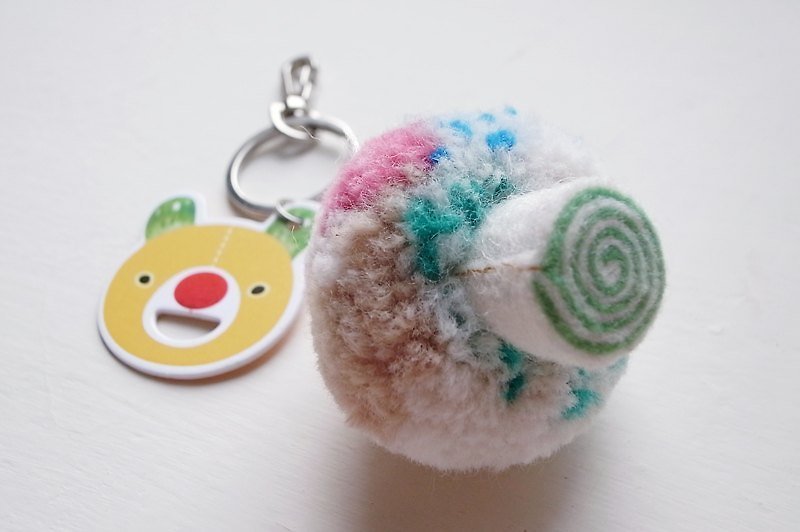 Handmade fruits keychain / wind mushrooms (small) / Japanese color - Charms - Cotton & Hemp White