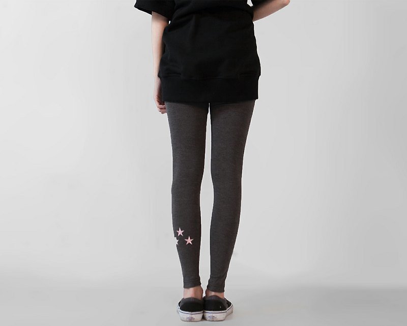 Leggings _3AF130_ dark gray within SUMI △ ▽ Samsung will embroidered cotton elastic - Women's Pants - Other Materials Gray