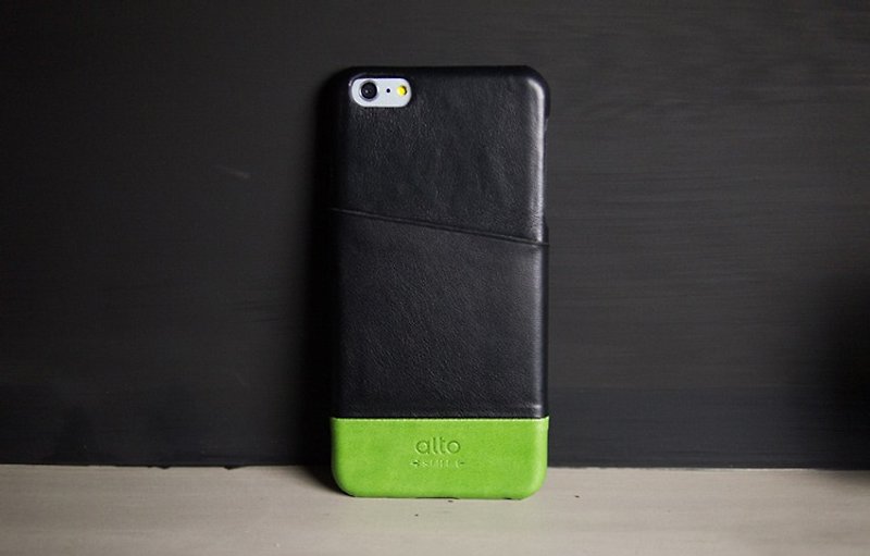 Alto iPhone 6 Plus/6S Plus Leather Case Back Cover Metro-Raven Black/Lyme Green - เคส/ซองมือถือ - หนังแท้ สีเขียว