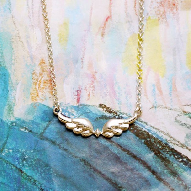 Georgia Tsao // wings gemstone silver necklaces - สร้อยคอ - โลหะ สีเทา