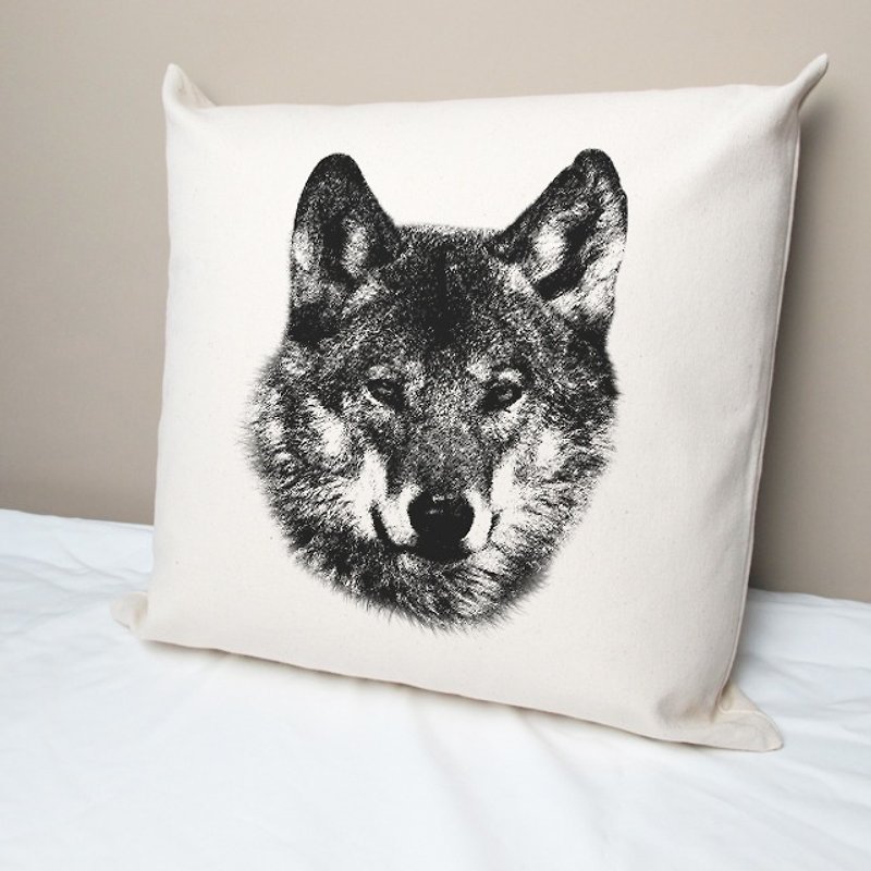[Customized Gift] Wolf Wolf-Cotton Canvas Throw Pillow - หมอน - ผ้าฝ้าย/ผ้าลินิน 