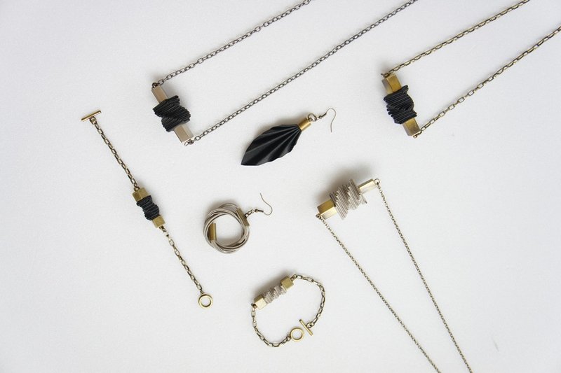 螺旋結構款 長項鏈 、短項鍊   Spiral Necklaces - 項鍊 - 防水材質 黑色