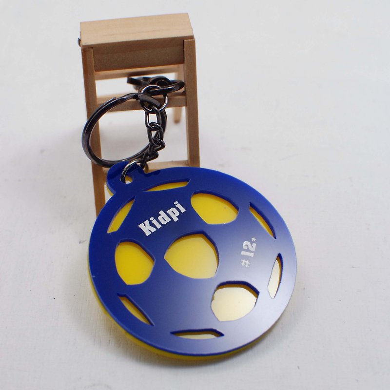 合球鑰匙圈訂製/刻名字[校名]+背號/紀念日/畢業禮物 - 鑰匙圈/鑰匙包 - 紙 藍色