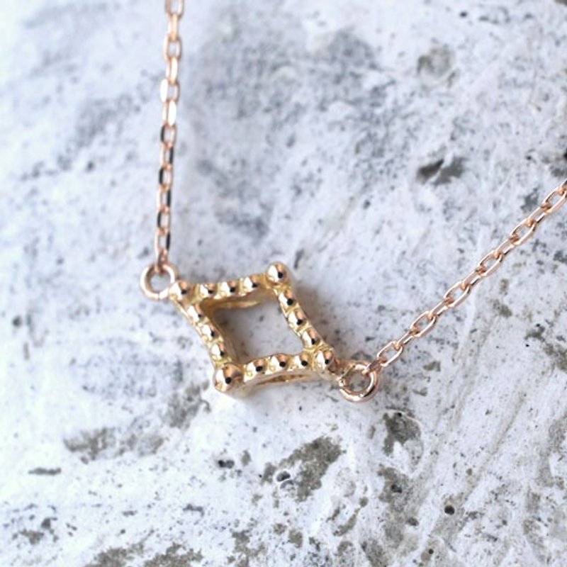 Milgrain necklace (diamond type, K18PG) - Necklaces - Other Metals Gold