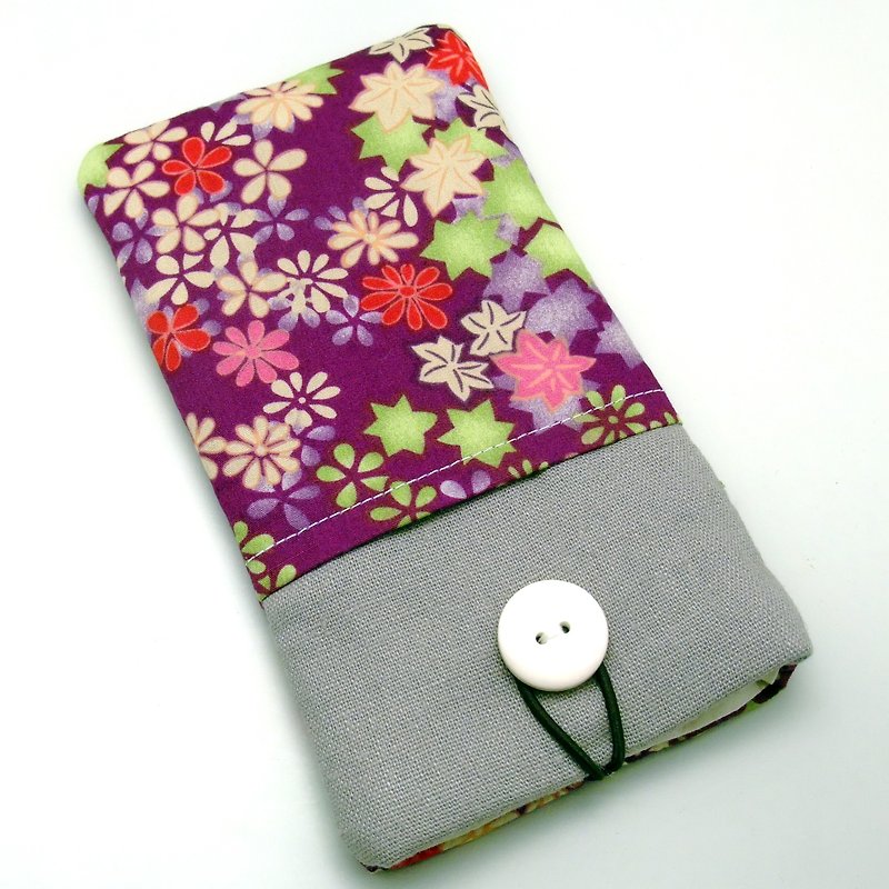 客製化電話包 手機袋 手機保護布套 - 小兔 (P-53) - 手機殼/手機套 - 棉．麻 紫色