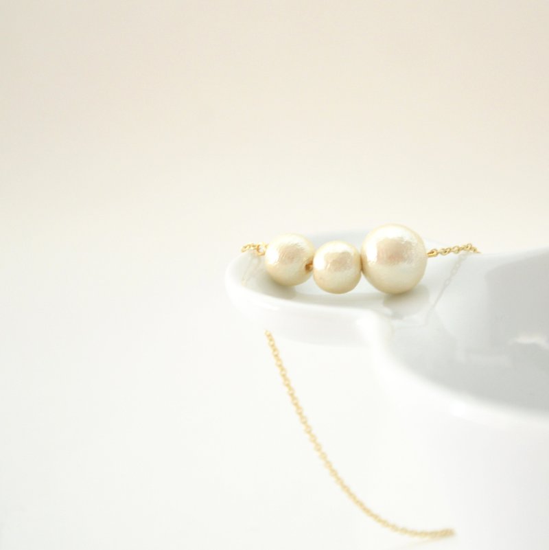 Necklace Pellet Cotton Pearl Necklace 14KGF - สร้อยคอ - โลหะ สีทอง