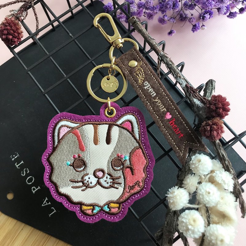Amy's cat ribbon series x key ring. hanging ornaments - Charms - Thread Multicolor