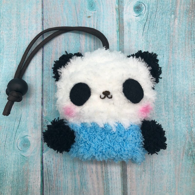熊貓 四種尺寸 毛線編織  鑰匙包  鑰匙收納  鑰匙袋 - 鑰匙圈/鑰匙包 - 其他人造纖維 白色