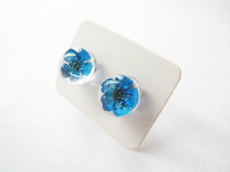 * Rosy Garden * deep blue ocean Dried plum earrings - Earrings & Clip-ons - Other Materials Blue