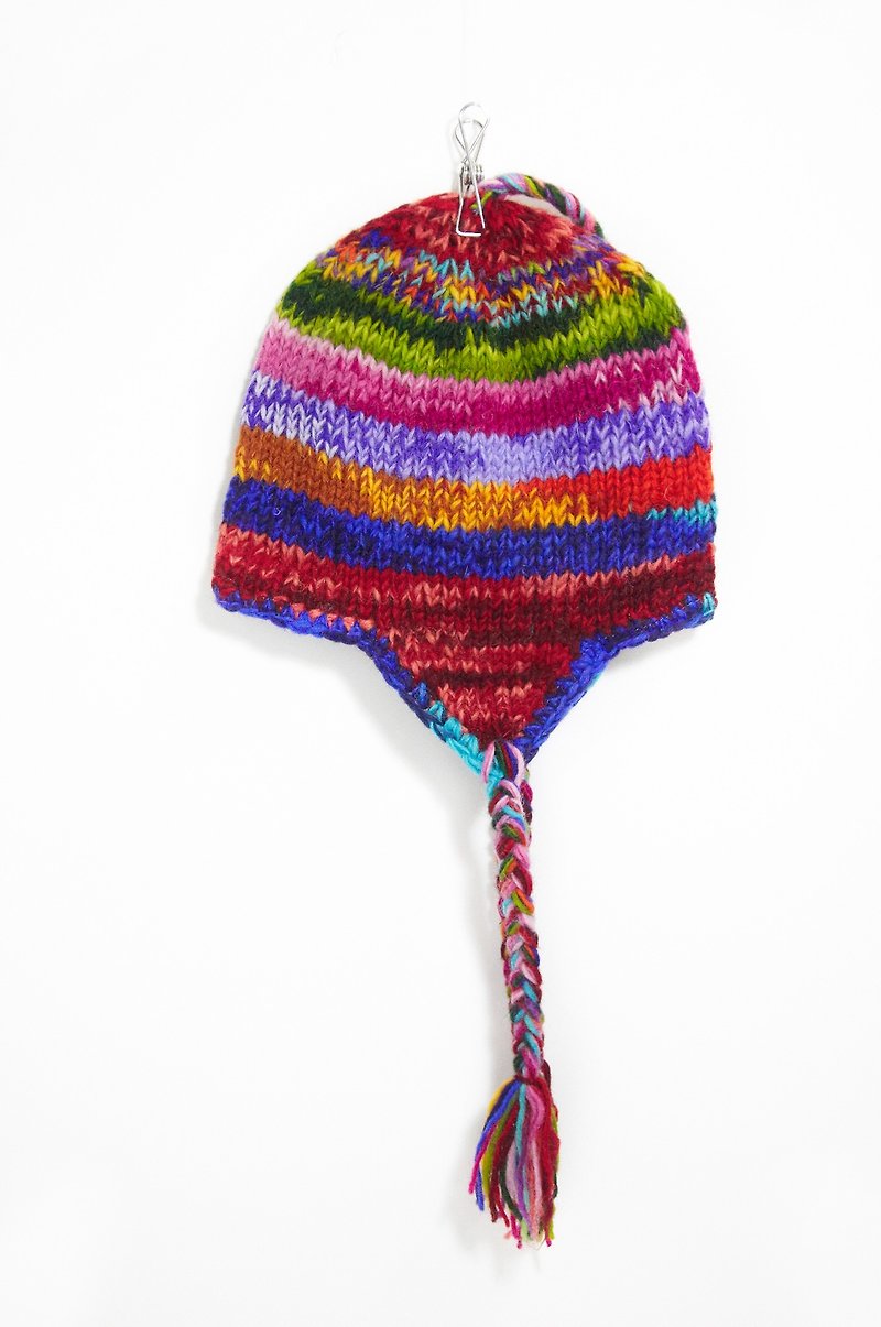 Valentine's Day gift of pure hand-woven wool hat / flight caps / wool cap - bright gradient (handmade limited one) - หมวก - วัสดุอื่นๆ หลากหลายสี