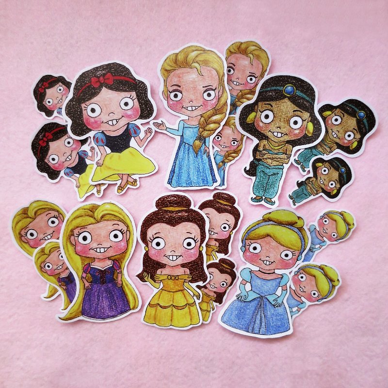 Color pencil painted insensibly baby doll series waterproof stickers - movie star kit (Princess Version) 18 into - Stickers - Paper Multicolor