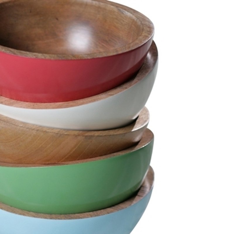 Bimbi Painted Mango Wood Bowl - 調理器具 - その他の素材 