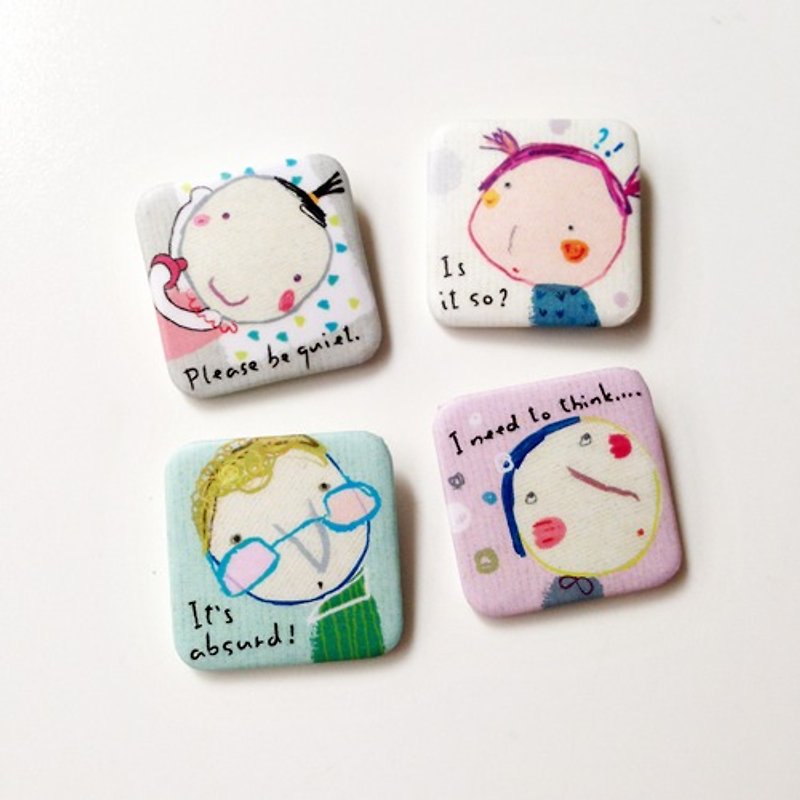 Square Badge。People's Reaction - Badges & Pins - Plastic Multicolor