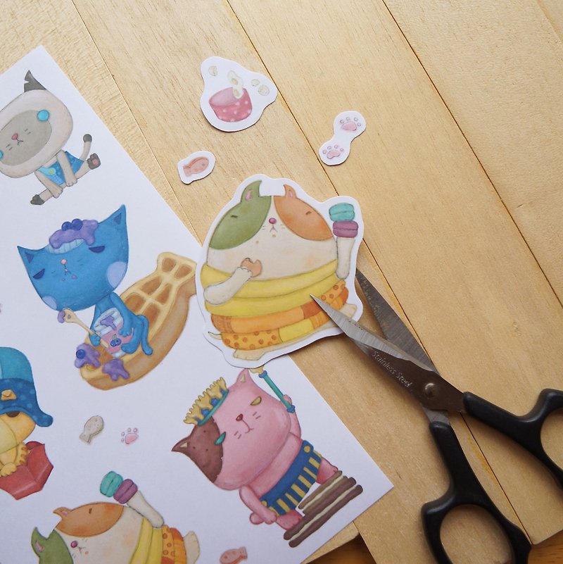 Hand-cut stickers [Meow Meow Meow Dessert House] - Stickers - Paper White