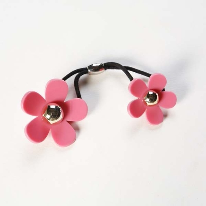 [MITHX] Kim acrylic double flowers, tress, hair band - pink - เครื่องประดับผม - วัสดุอื่นๆ สีแดง