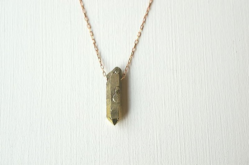 Crystal stone necklace brass - Necklaces - Other Metals Gold