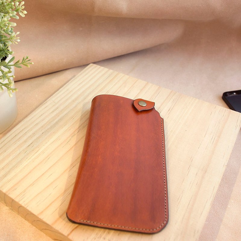curve design phone case applicable within 5.2-inch phone handmade leather - เคส/ซองมือถือ - หนังแท้ สีนำ้ตาล