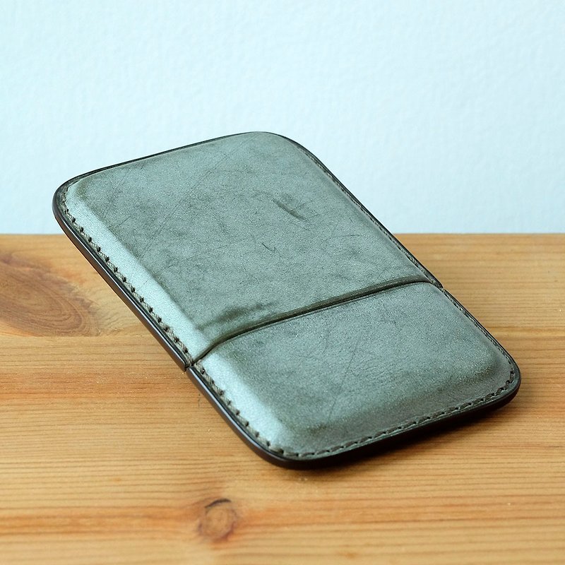 isni  elegant card case / business card case / handmade leather - ที่เก็บนามบัตร - หนังแท้ สีเขียว