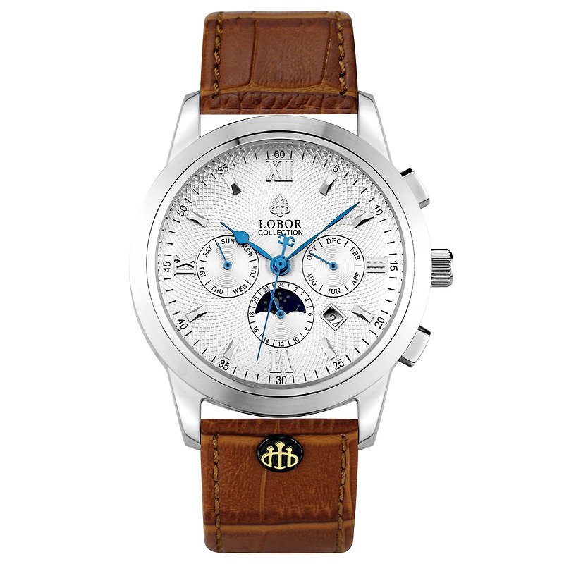 Cellini S Des Voeux 41mm 機械手錶 不鏽鋼打磨 棕色意大利皮帶 香港製造 LOBOR 手錶 - 女錶 - 防水材質 咖啡色