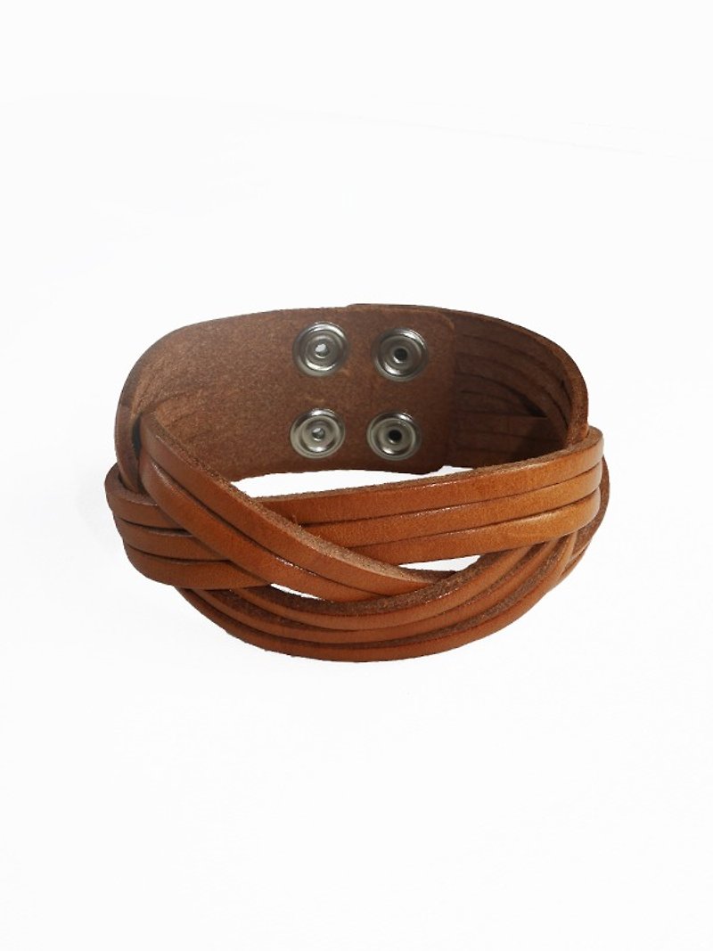 Chainloop homemade handmade thin leather cord braided bracelet - สร้อยข้อมือ - หนังแท้ 