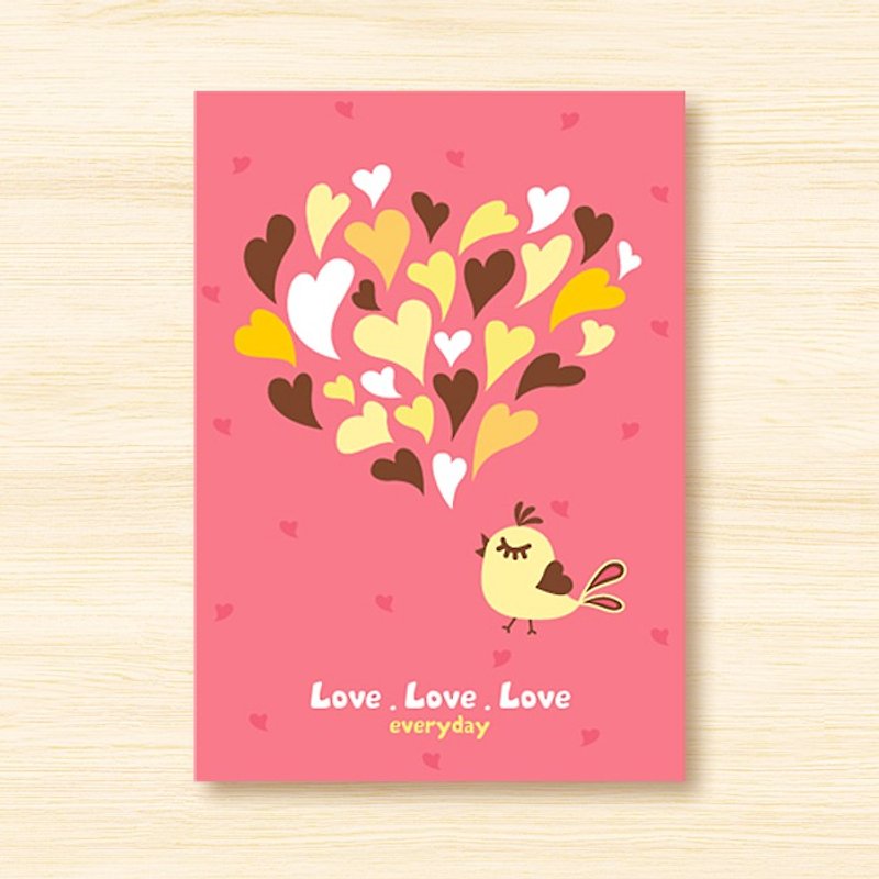 ポストカード_love.love.love.everyday…バレンタインカード、​​マザーズカード - カード・はがき - 紙 ピンク