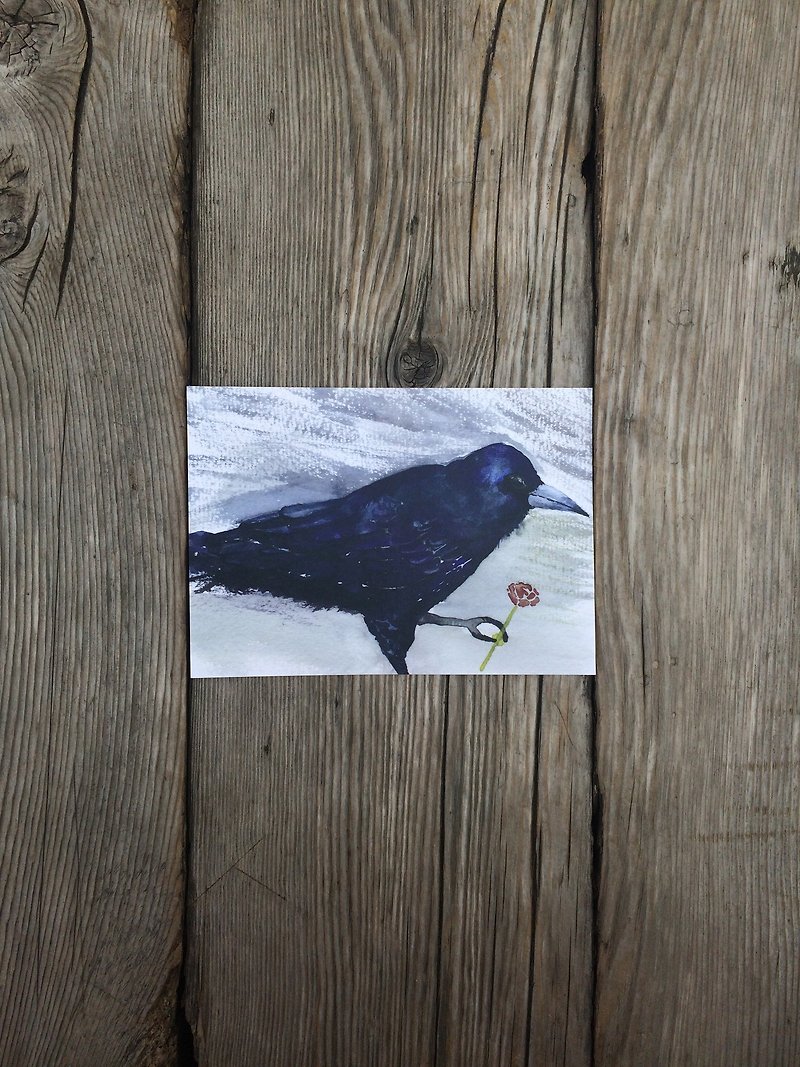 Animal Postcards Crow - การ์ด/โปสการ์ด - กระดาษ สีดำ