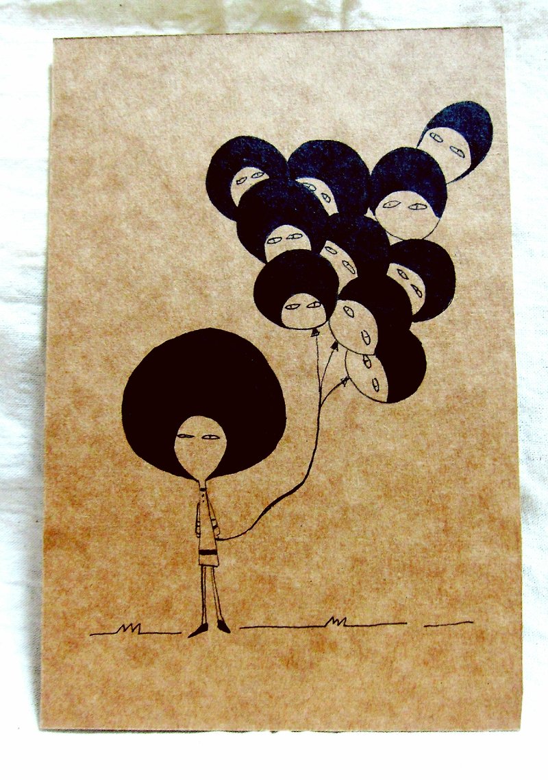 Macrocephaly Girl Universal Postcard-I Have Balloons - การ์ด/โปสการ์ด - กระดาษ สีทอง