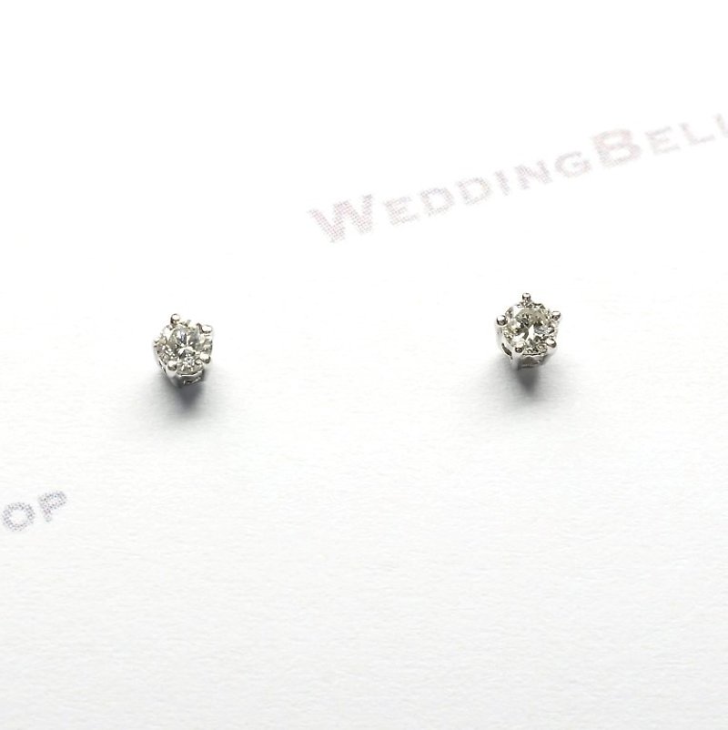 PT950 鉑金 爪鑲單顆圓鑽石耳環 / 耳針款 一對 (免運費) - 耳環/耳夾 - 鑽石 白色