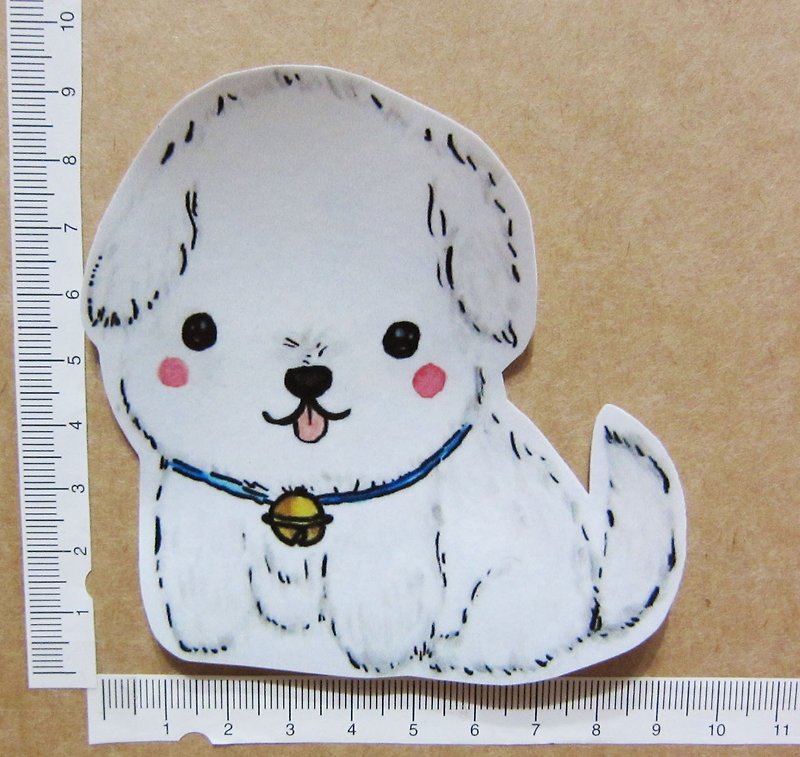 Hand-painted illustration style completely waterproof sticker Maltese - Stickers - Waterproof Material White