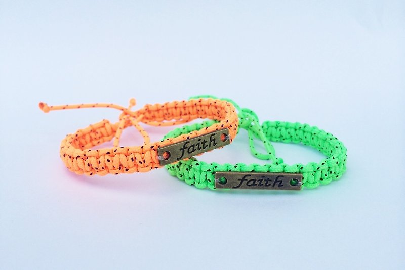 Fluorescent green Faith- fine version braid - Bracelets - Other Materials Green