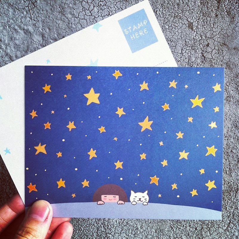 KerKerland-私たちに見えるのは空いっぱいの星たち-ポストカード - カード・はがき - 紙 ブルー