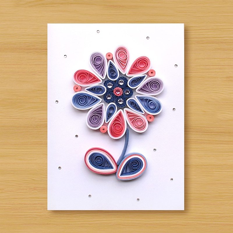 (6 choices) Handmade paper roll card _ Flower-Valentine card birthday card - การ์ด/โปสการ์ด - กระดาษ สีม่วง