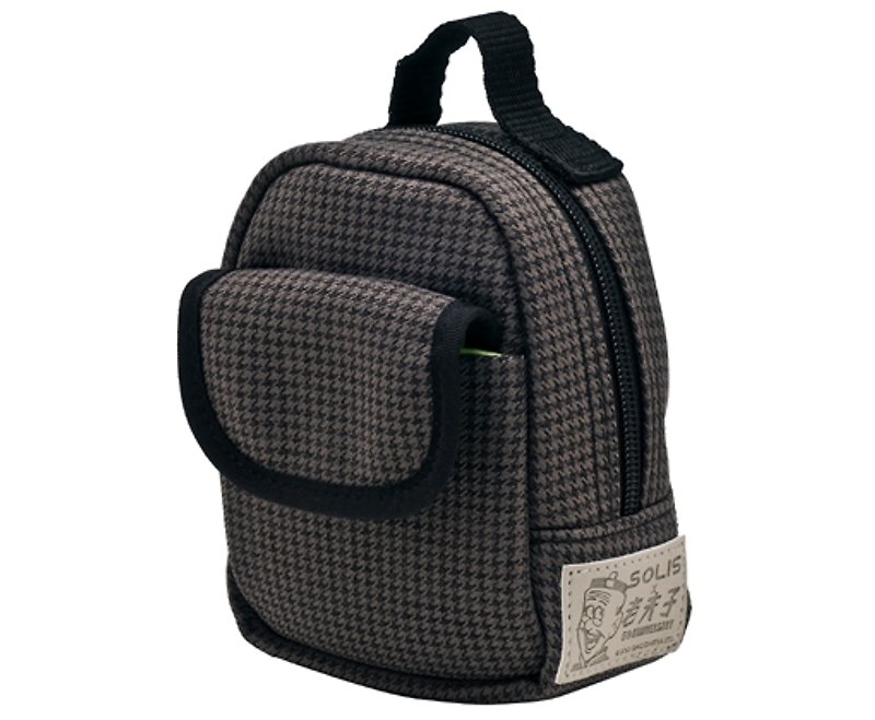 SOLIS [ Old Master Series ] Premium Purse Bag /Waist Bag(Black Houndstooth) - กระเป๋าเครื่องสำอาง - เส้นใยสังเคราะห์ สีเทา