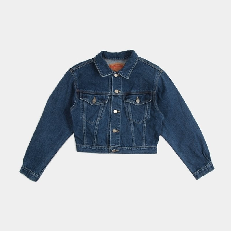 │moderato│ vintage denim short-cut jacket │ forest retro. Girlfriend and unique. Art. Gifts. Boyfriend - Women's Casual & Functional Jackets - Other Materials Blue