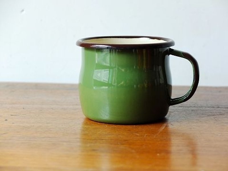 emalia OLKUSZ Poland 350ml green enamel mug - แก้วมัค/แก้วกาแฟ - โลหะ สีเขียว